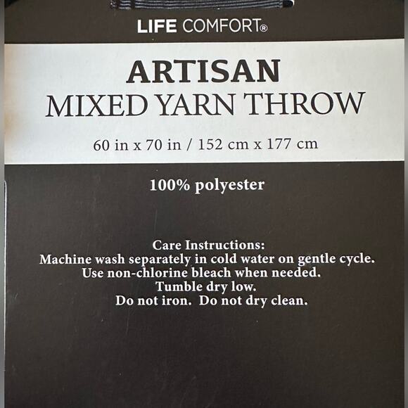 LIFE COMFORT® ARTISAN MIXED YARN THROW 60 in x 70 in NWT Beige - Picture 5 of 6